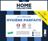 Bleu Câlin Home Collection Lot de 4 oreillers Cliniguard Anti-Acariens Blanc 60X60 Cm Oreillers standards Naty Shop