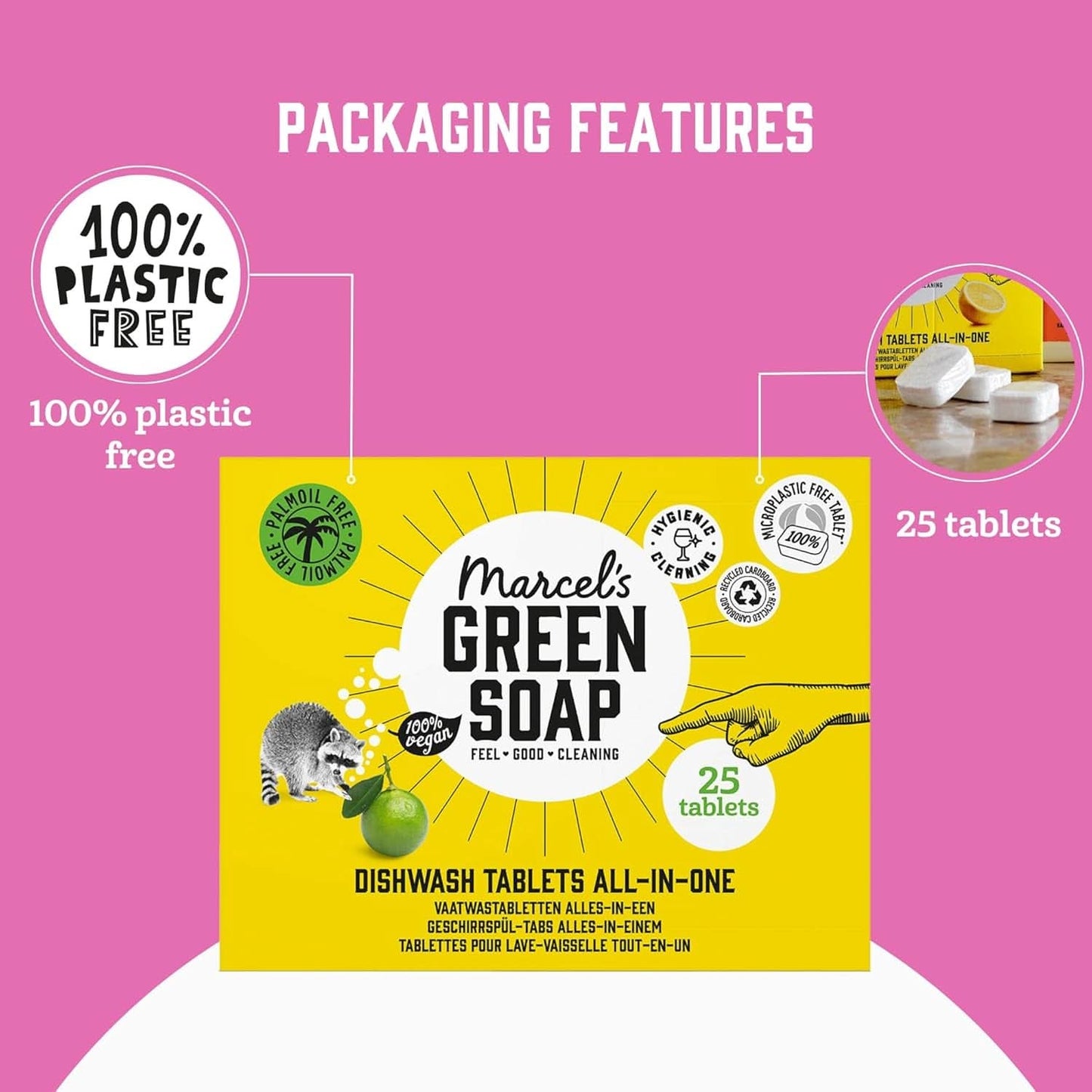 Marcel'S Green Soap Pastilles Lave-Vaisselle Tout-En-Un - Pamplemousse & Citron Vert - 25 pièces Détergents de Cuisine Naty Shop