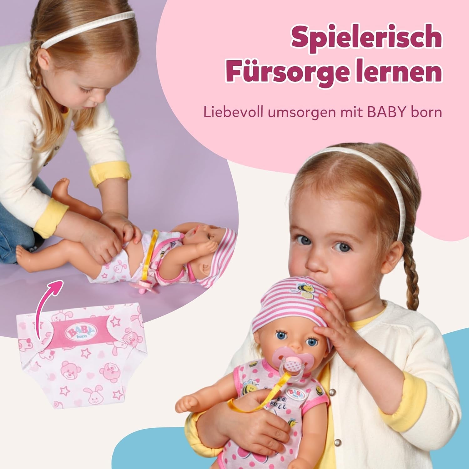 Poupée bébé Baby Born Lena (Fille) - 36 cm - 7 fonctions, accessoires et matelas inclus - Fonctionne entièrement sans piles - Convient aux petits enfants à partir de 1 an