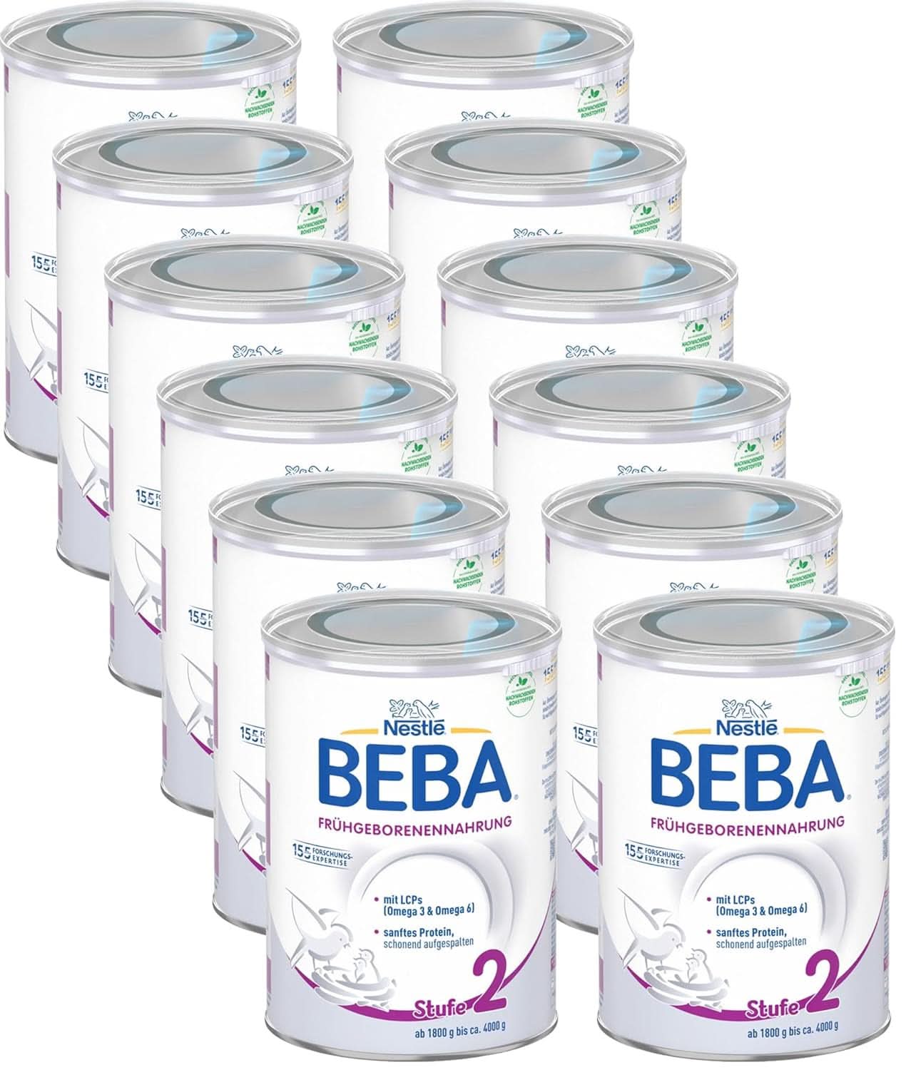 Aliment pour bébés prématurés BEBA Niveau 2, Aliment spécial pour bébés prématurés et nouveau-nés de faible poids, prêt à boire, pack de 32 (32 x 90 ml) Naty Shop