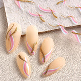 JMEOWIO Nagelsticker Französische Tipp 9 Blatt Nail Art Sticker Selbstklebend Nagelaufkleber Glitzer Wellenlinie Dekoration Nageldesign Zubehör