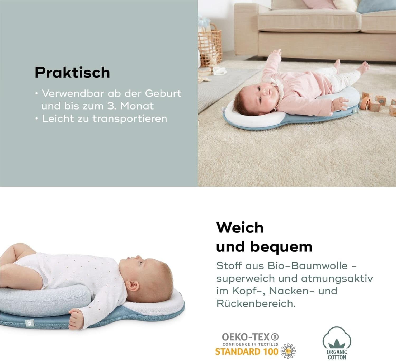 Babymoov Cosydream Coussin de positionnement Mosaic pour bébé pour soulager les coliques et prévenir la plagiocéphalie, 0-3 mois Accessoires Alimentation et Allaitement Bebe Naty Shop