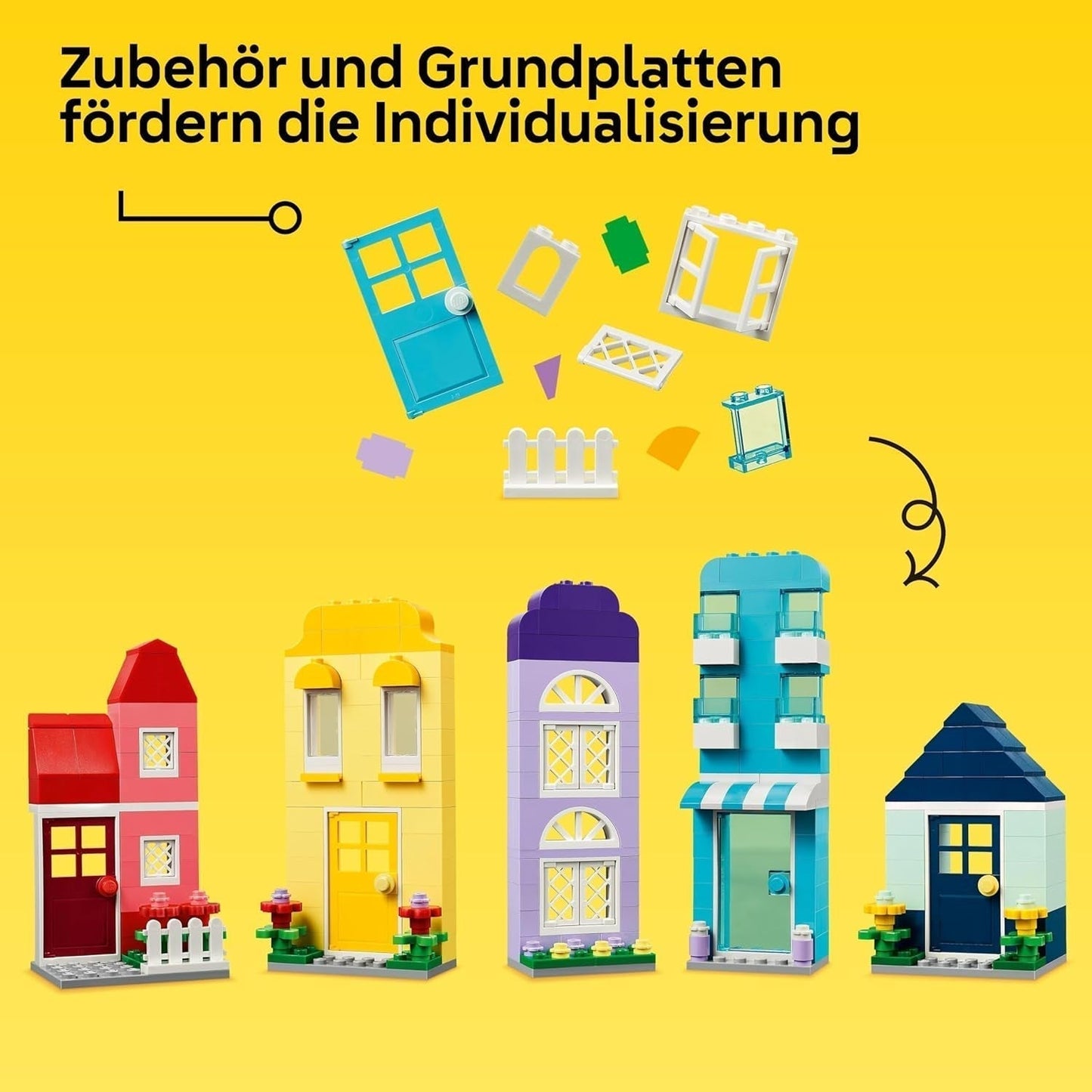 LEGO Classic Creative Houses, ensemble de briques de construction pour enfants, jouet de construction 850 briques, jouet de construction de maison avec accessoires, cadeau pour garçons et filles de 4 ans 11035 Ensembles de construction Beuche den LEGO-Store