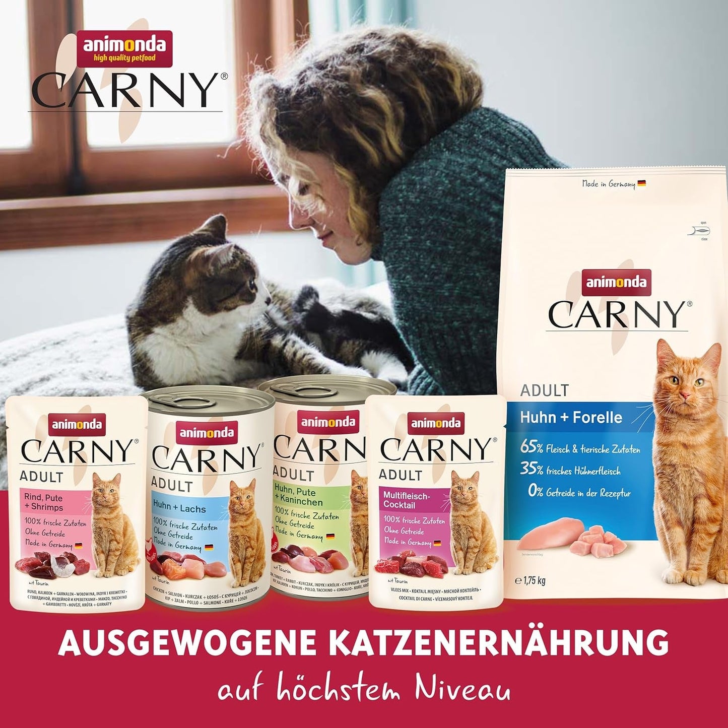 animonda Carny Adult Ocean Marine Variety No. 1 (12 x 80 g), nourriture humide pour chat adulte, nourriture humide aux filets de poisson tendres, nourriture pour chat sans céréales et sans sucre