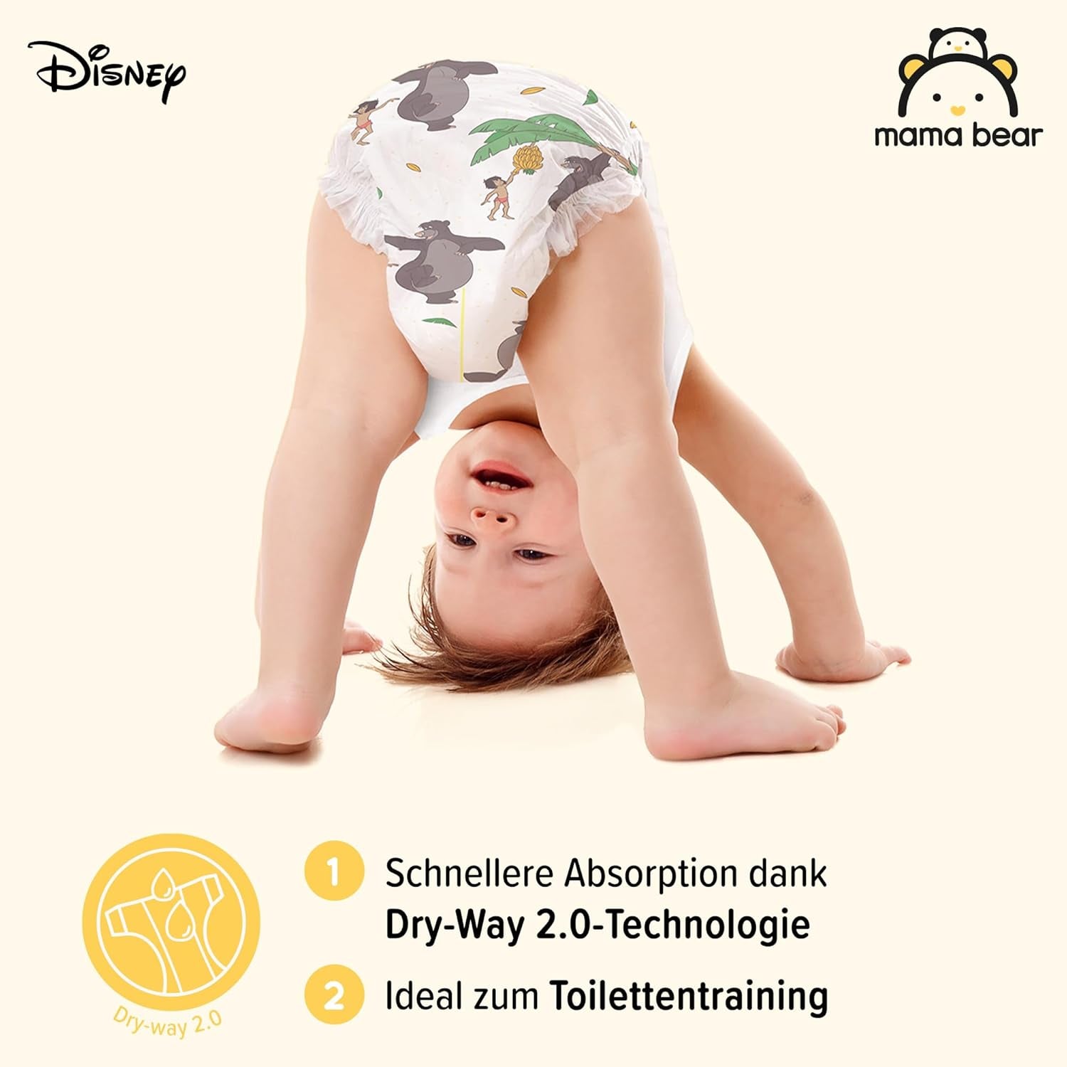 Marque Amazon : Mama Bear Disney Taille 6 (15+ kg) - Pack mensuel, Blanc, 120 pièces (2 paquets de 60)