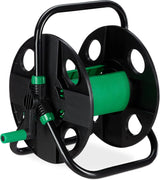Relaxdays Enrouleur de Tuyau d'arrosage Vide pour Tuyau d'arrosage 30 m 1/2", Hauteur-Largeur 39 x 43 x 30 cm, Noir-Vert