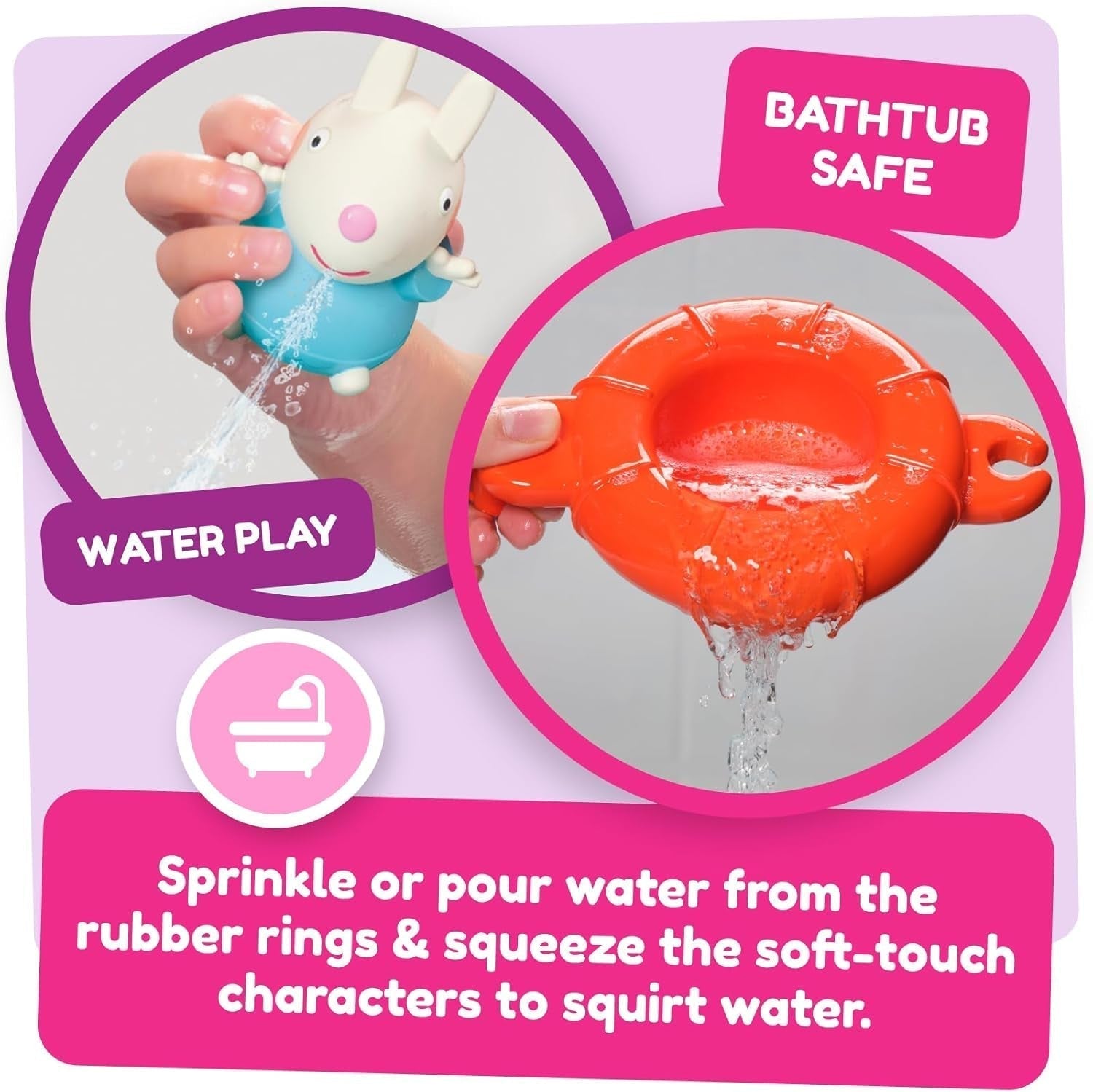 Tomy Toomies Peppa's Pool Party - 5 tasses avec anneau de connexion avec 5 jouets pour enfants Peppa Pig & Friends Water Squirter - jouets de bain +18 mois - Jouets de bain et jouets de piscine pour enfants Bebe Toys Naty Shop