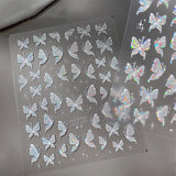 Aurora Muschel Schmetterling Nagelsticker Weiß Schmetterlinge Nail Sticker Gelee Relief Butterfly Nagelaufkleber Y2K Papillons Nagel Sticker Nägel Nageldesign Nagel Zubehör Nail Art Stickers Nailart