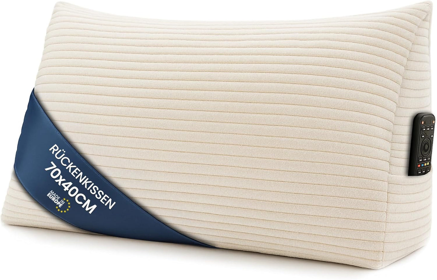 Oreiller en plumes, coussin de dossier, coussin en velours, largeur 70 cm – coussin de lecture pour lit, canapé et canapé, grand coussin de canapé, coussin mural, coussin de canapé, coussin de lecture, coussin de soutien du dos, gris clair