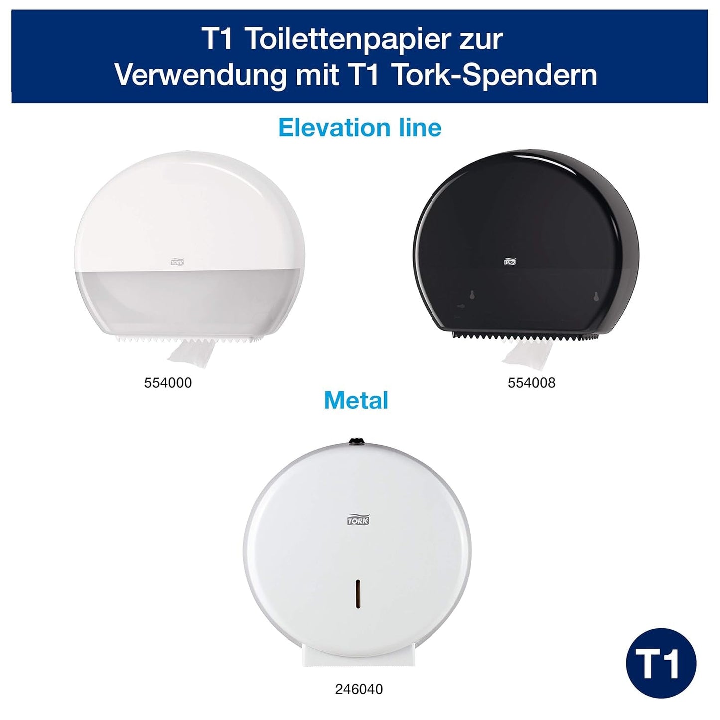 Papier toilette Tork Jumbo blanc T1, avancé, 2 couches, 6 × 380 M, 472118