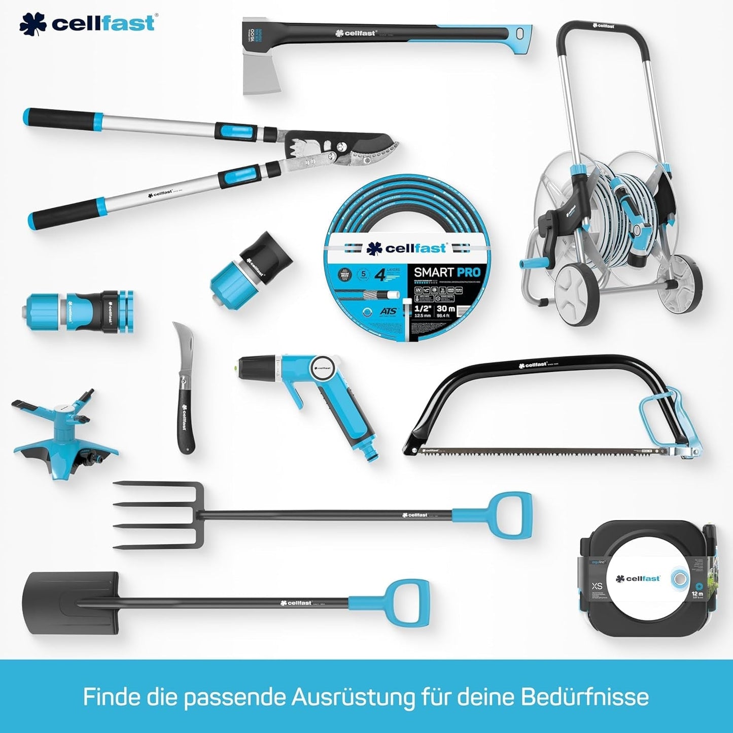 CELLFAST Tuyau d'arrosage 3,4 pouces Tuyau d'arrosage à 3 couches Tuyau d'irrigation flexible avec renfort de fil durable Résistant aux UV Anti-algues 25 bars 50 mètres et plus