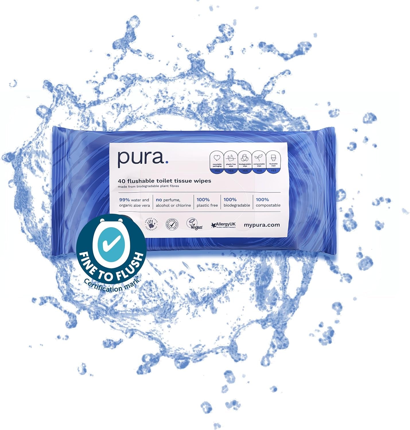 Lingettes humides jetables écologiques 560 lingettes (14 x 40 lingettes) Paquet mensuel 100 % sans plastique 99 % de soins sensibles à l'eau Lingettes humides fines à rincer Certifiées biodégradables végétaliennes
