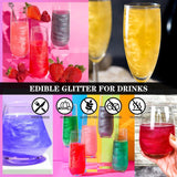Paillettes comestibles – 4 couleurs de poudre de paillettes comestibles, poudre de paillettes pour boissons, aliments, gâteaux – poudre colorante alimentaire métallique comestible pour la pâtisserie, cocktails – 5 g/bouteille
