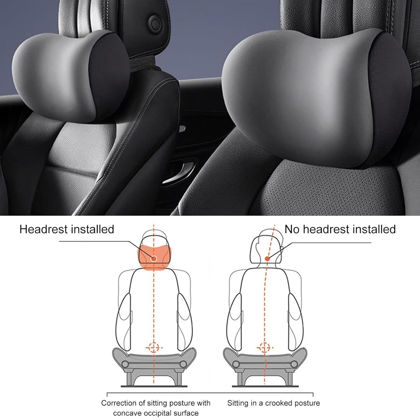 Oreiller cervical de voiture Oreiller doux pour appui-tête de voiture Oreiller pour appui-tête de voiture Oreiller pour appui-tête de voiture Oreiller accessoire Oreiller à mémoire de forme Accessoire de voiture en coton Oreiller appui-tête Oreiller appui-tête (Noir) Oreillers orthopédiques cervicaux Naty Shop