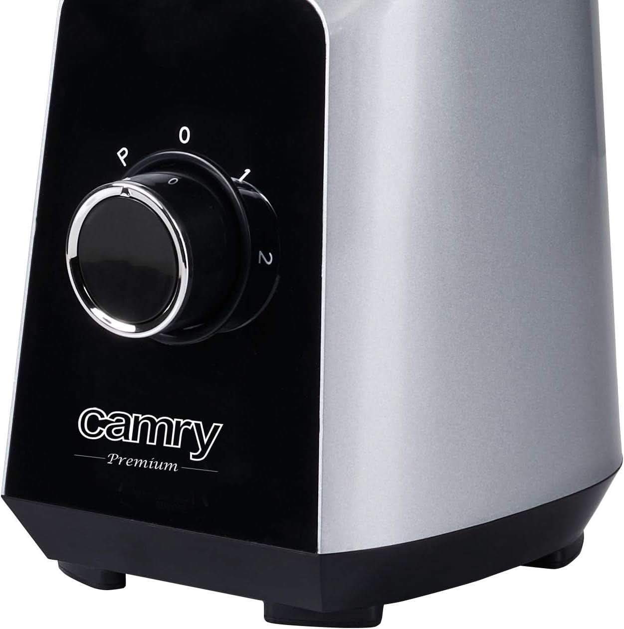 CR 4077 Batteur sur socle avec récipient en verre de 1,5 L, Smoothie Maker, Mélangeur haut, Mahlung, Eis-Zerkleinerung, Pulsfunktion, Edelstahlklingen, 2 Geschwindigkeiten, 1000W, Schwarz/Silber Kitchen Naty Shop