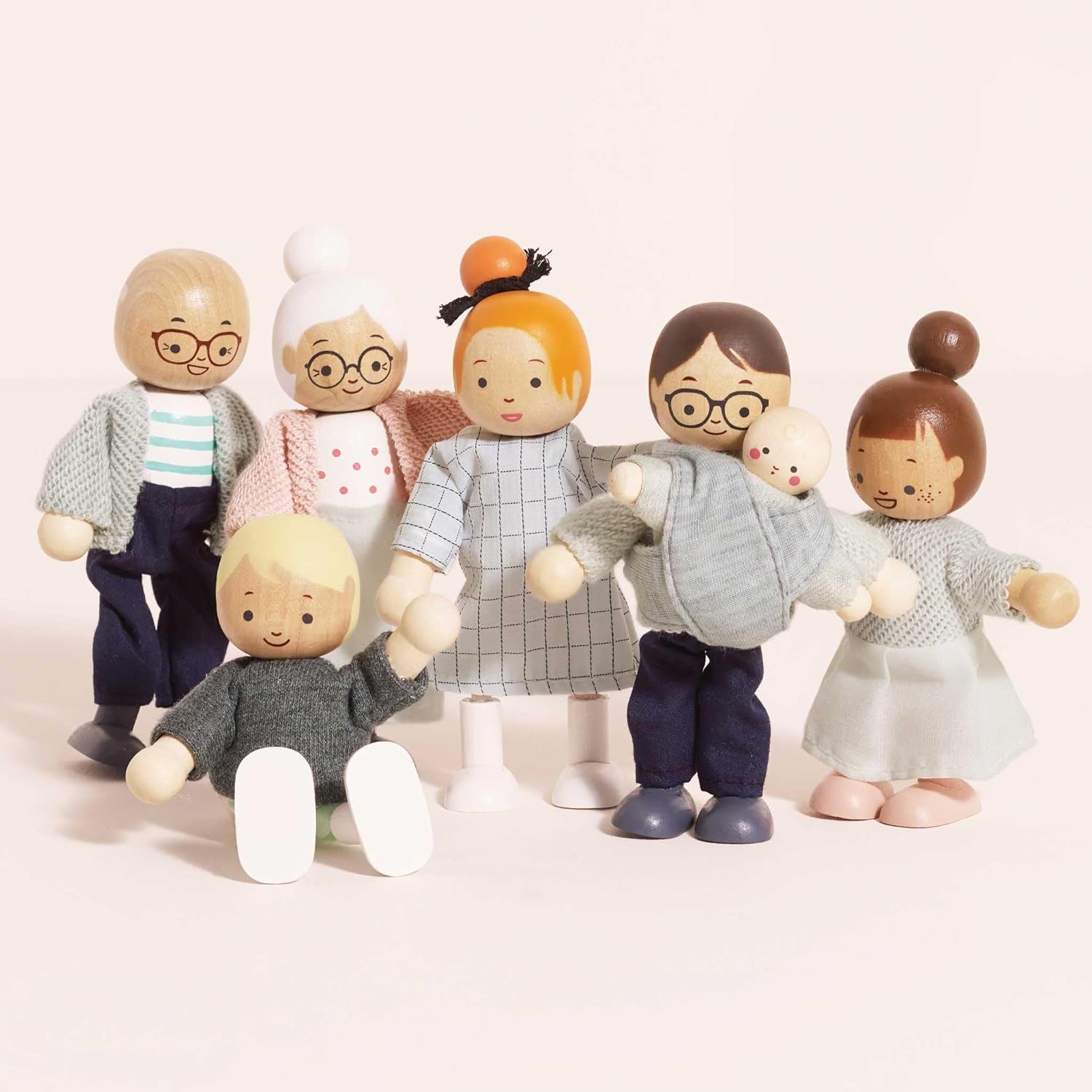 - Ma famille avec 4 chiots – Holz, Stoff – P053