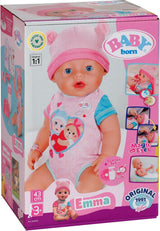 BABY Born Emma - poupée 43 cm - 10 fonctions dont accessoires et matelas - Fonctionne entièrement sans piles - Convient aux enfants à partir de 3 ans