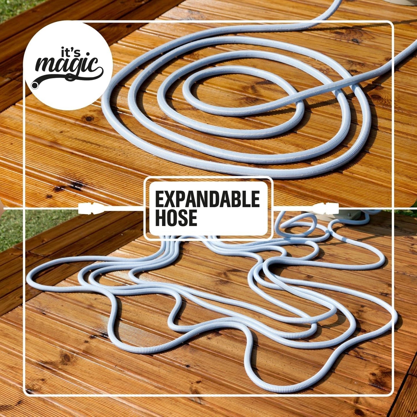 Tuyau d'arrosage extensible jusqu'à 7,5 mètres, 1/2" (12,5 mm), avec douchette et 8 fonctions, Idroeasy
