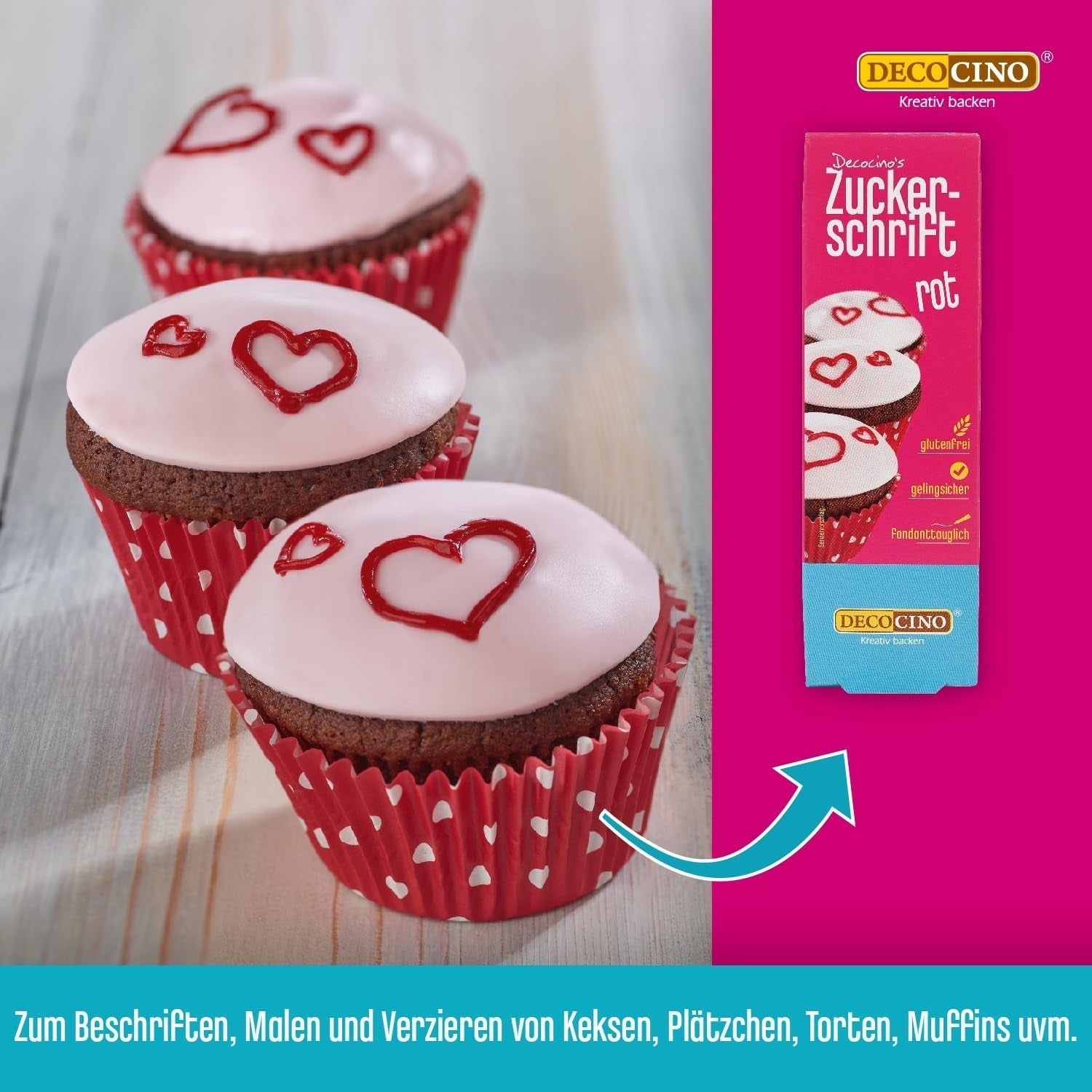 Decocino Lettrage en sucre rouge – Lettrage colorant alimentaire – Tube pratique pour étiqueter le fondant et le glaçage – Décorations de pâtisserie pour gâteaux, gâteaux et cupcakes ! (Paquet de 2)