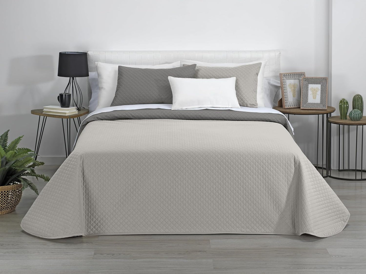Estoralis | AVA | Courtepointe boutique réversible | Pour toutes les saisons | Couleur – Beige/Taupe | Pour lit 80/90 cm. lit. (180 X 270 Cm. Ancho X Alto) | Couette matelassée Couettes et couettes Naty Shop