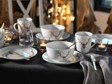 CreaTable, 21498, série Luna Hirsch, service de table 18 pièces pour 6 personnes, service de petit-déjeuner en porcelaine, passe au lave-vaisselle et au micro-ondes, fabrication de qualité