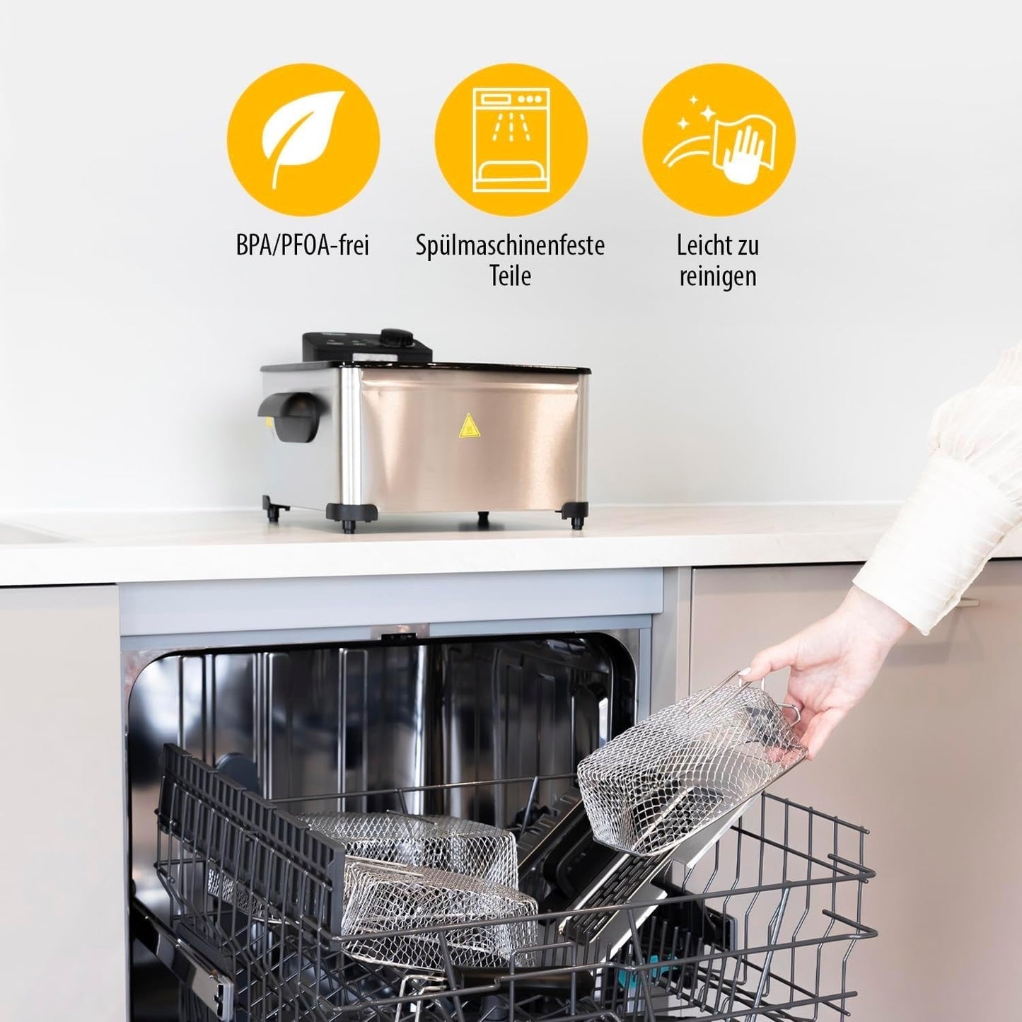 Friteuse Tristar, 1 grand panier et 2 petits paniers, thermostat réglable, zone de refroidissement, 5 litres, 2000 W, FR-6949 Électroménager Naty Shop