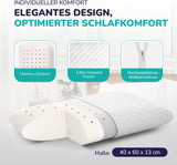 ZenPur Oreiller orthopédique cervical 40 x 60-13 cm, oreiller de tête en mousse à mémoire de forme – Oreiller de sommeil ergonomique pour le cou et les épaules, certifié Oeko-TEX