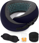 Oreiller cervical d'avion, oreiller de voyage en mousse à mémoire de forme, oreiller cervical pour adulte, oreiller d'avion réglable et lavable, oreiller de voyage ergonomique (gris) Oreillers orthopédiques cervicaux Naty Shop Navy