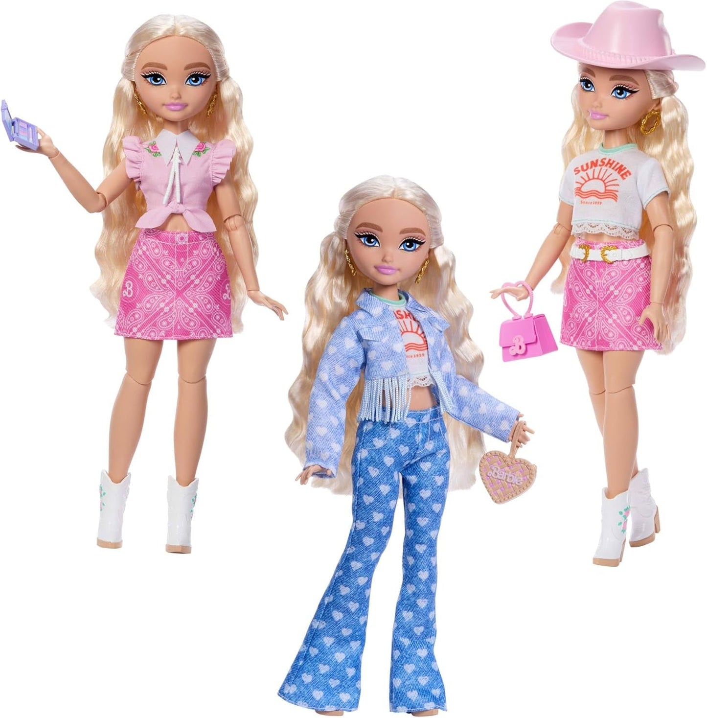 Barbie Dream Besties Festival Looks Set, avec poupée Barbie Malibu aux longs cheveux blonds à coiffer et plus de 10 vêtements et accessoires amovibles, JGH87