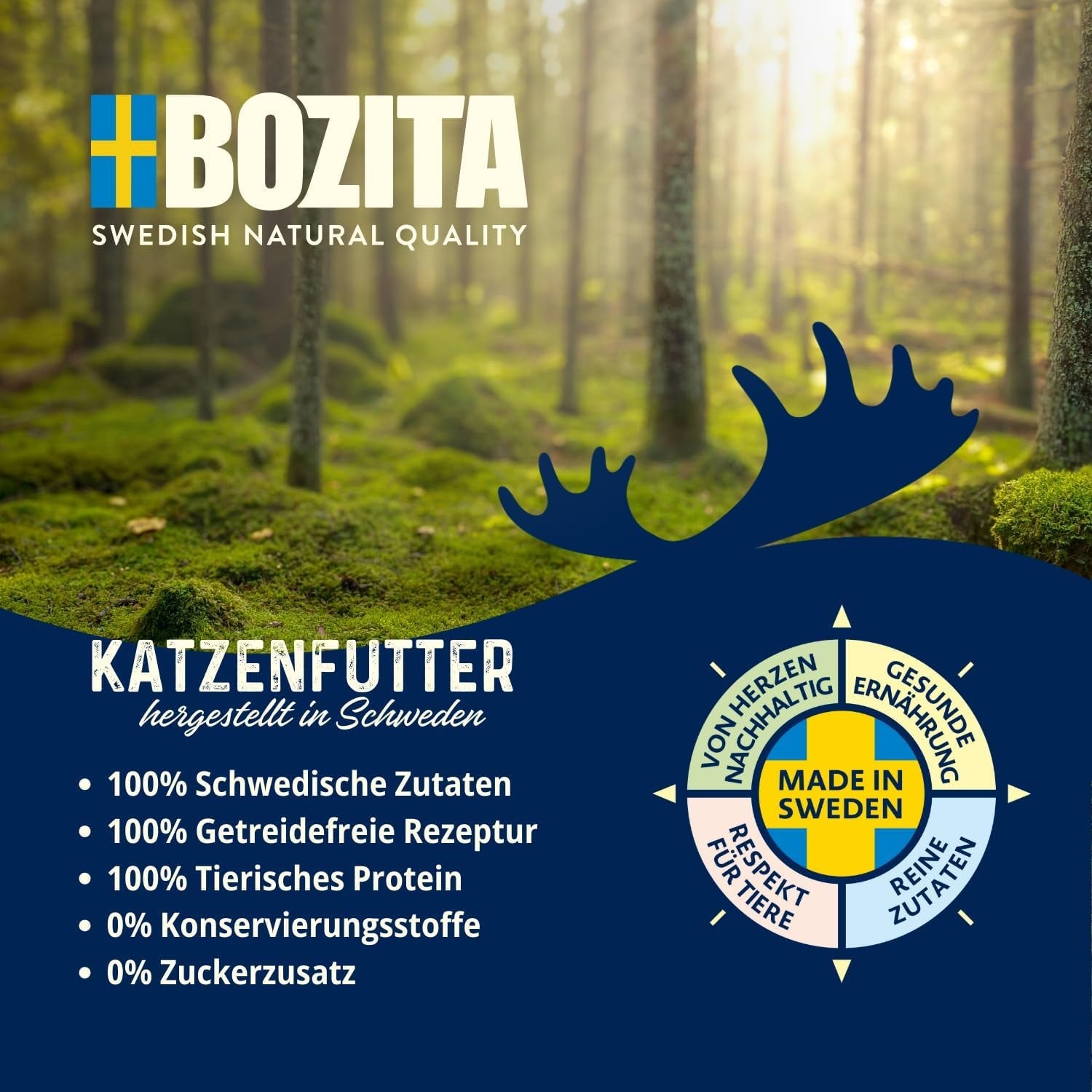 Bozita Pouch Nassfutter Häppchen en Sauce au Poulet - 12x85g Portionsbeutel getreidefreies & weizenfreies Futter für Katzen - Katzennassfutter für erwachsene Katzen mit 8,5% Protein & 4,5% Fettgehalt