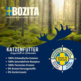 Bozita Tetra Morceaux stérilisés en sauce avec beaucoup de poulet - 6 x 370 g de nourriture humide pour chat sans céréales ni sucre - Sans OGM, avec 8,5 % de protéines et 4,5 % de matières grasses - Haute qualité et extrêmement savoureux