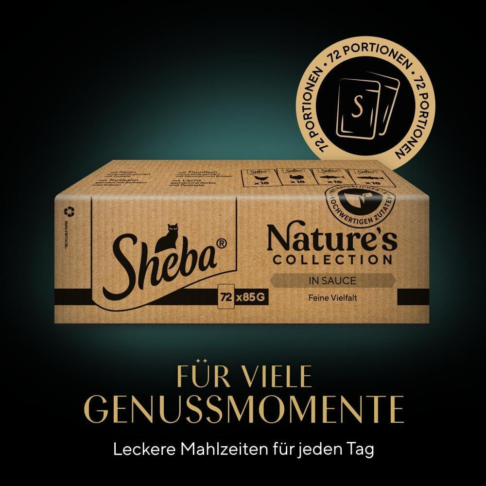 SHEBA Nature's Collection in Gravy - Nourriture humide pour chats de haute qualité, variété fine (MSC) en sachets portionnés - 72 x 85 g