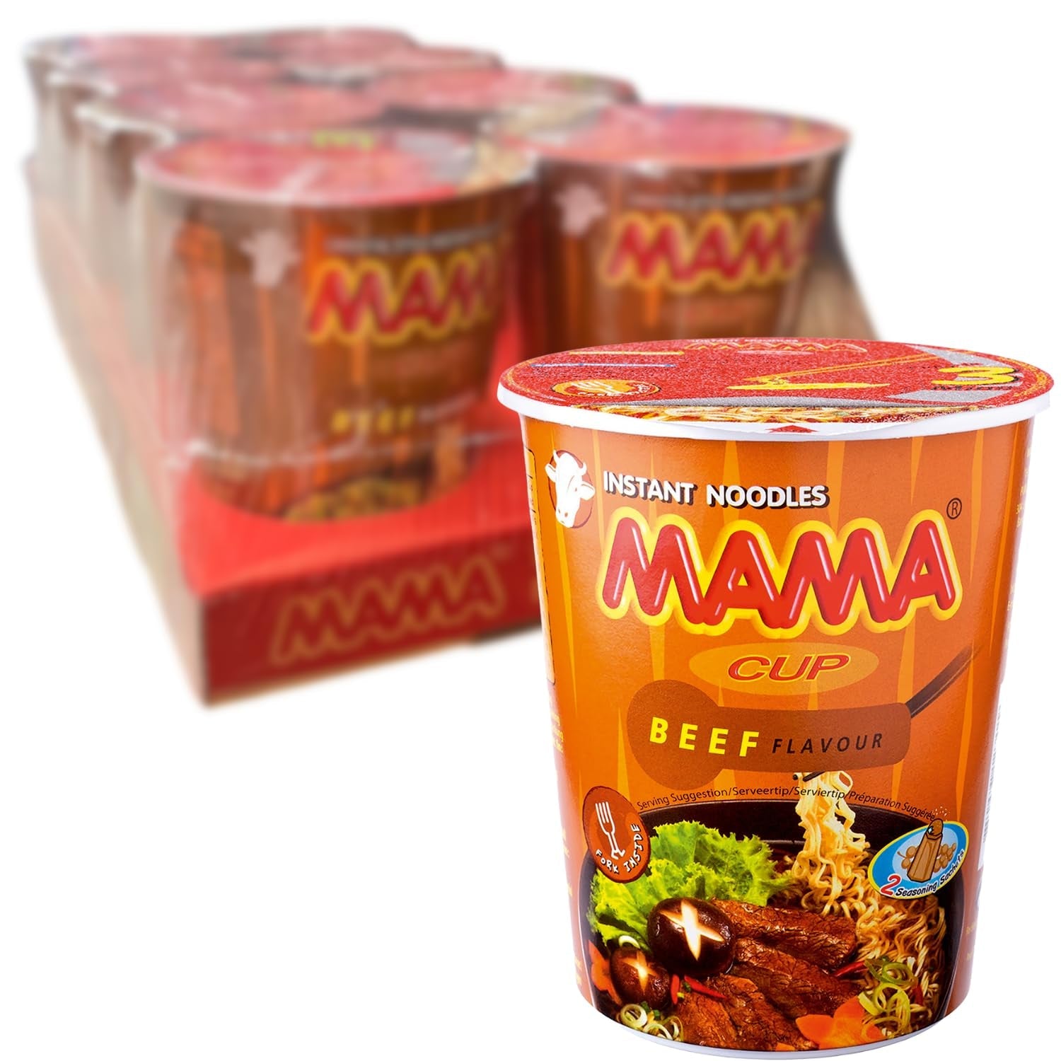 MAMA - Nouilles instantanées au bœuf en coupes - Multipack (8 x 70g)