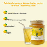 Boisson coréenne Easycookasia – Thé Yuzu | Fruité, sucré et citronné | Avec de la vitamine C | Pour le thé, la limonade, les cocktails et les desserts | Découvrez la culture asiatique du thé (500g)