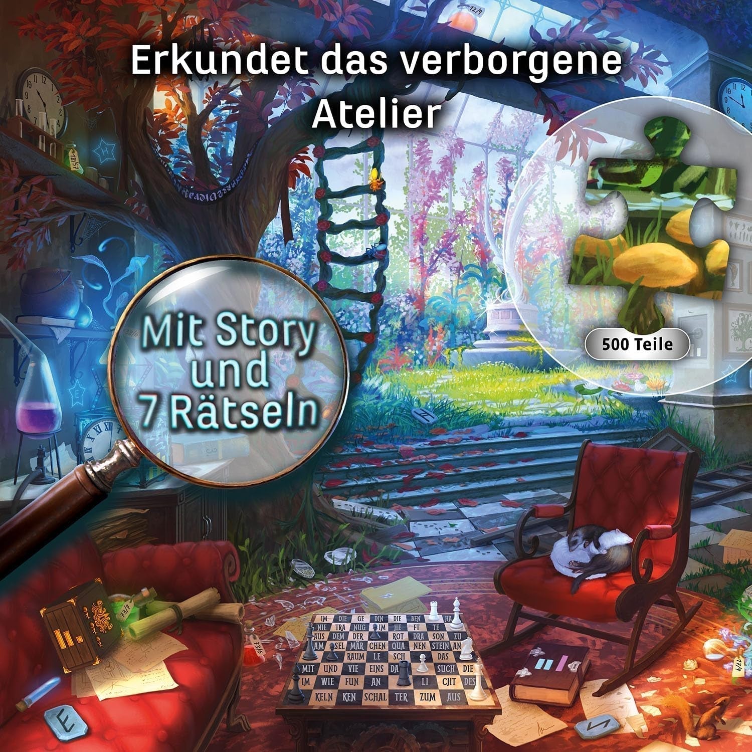 KOSMOS 683979 EXIT® Puzzle : The Hidden Studio Puzzle de 500 pièces pour adultes et enfants 10+ Puzzle de salle d'évasion pour débutants Puzzle Naty Shop