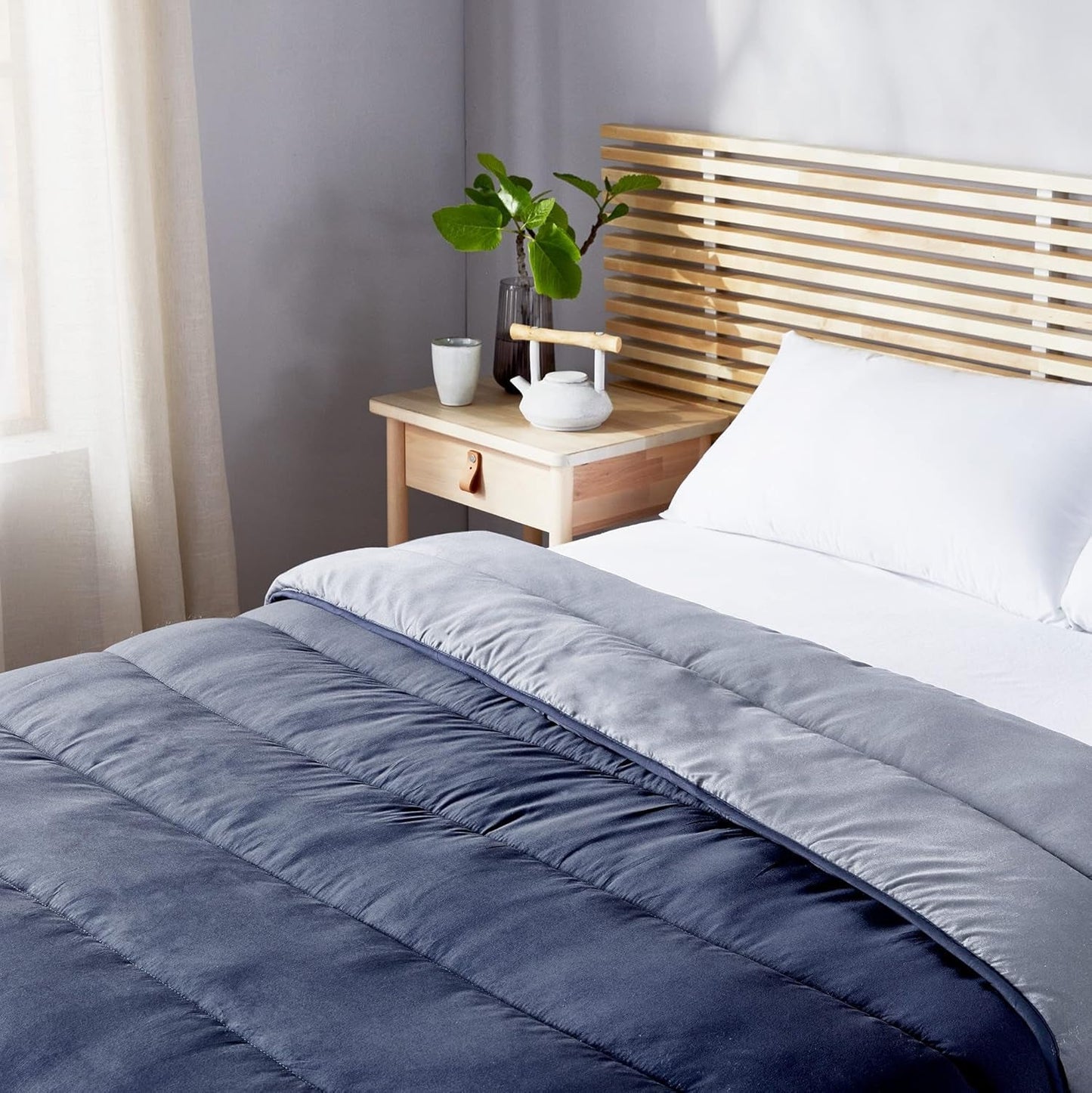 Pikolin Home - Couette réversible 300 G - Garnissage Nordique Bicolore - Pour lit 150 - Douillet, chaud, respirant, jaune moutarde, 240 X 220 Cm Couettes et couettes Naty Shop