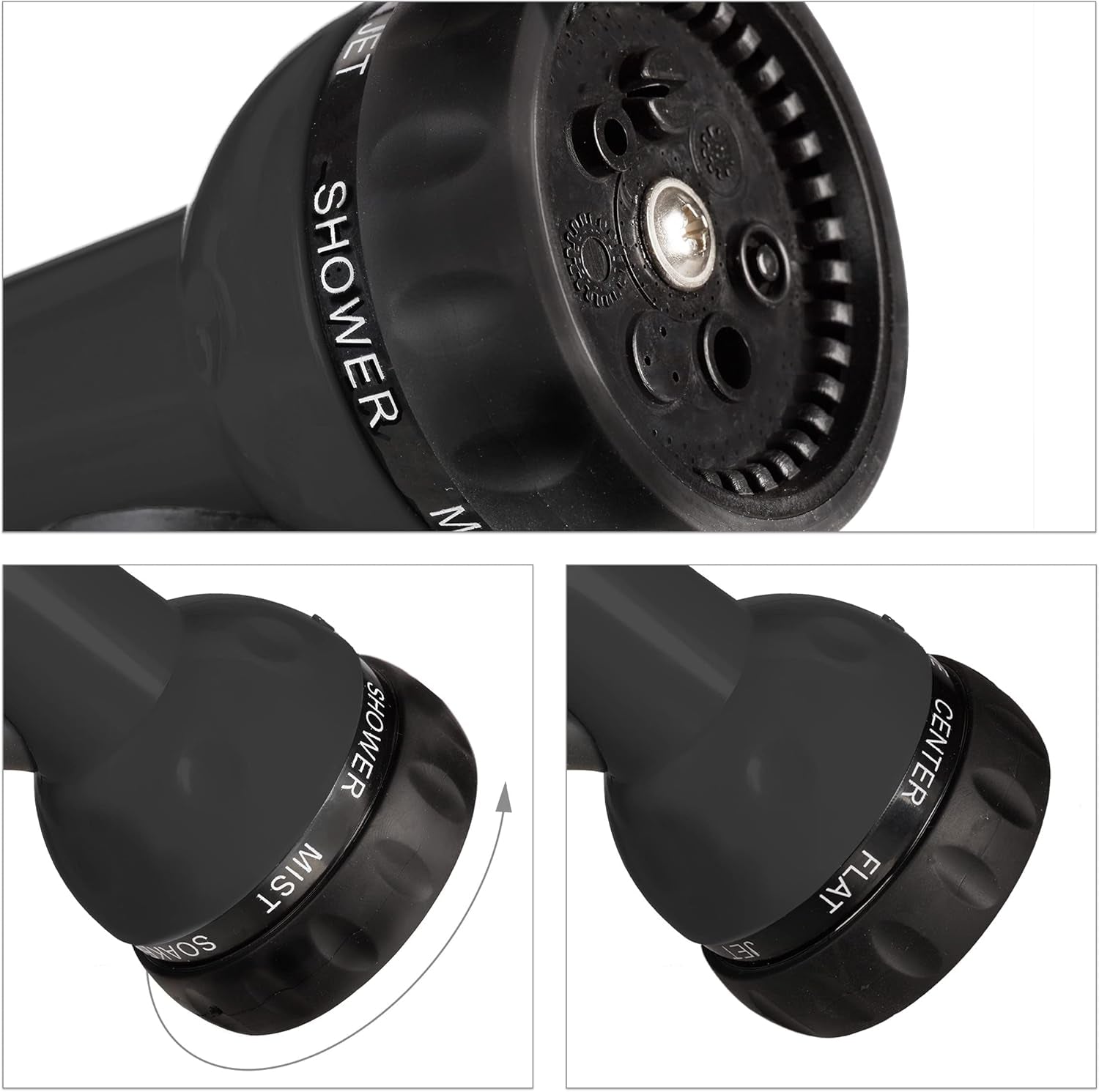 Relaxdays Tuyau spiralé extensible jusqu'à 10 m Tuyau d'arrosage flexible avec pulvérisateur d'eau 7 modes de pulvérisation Noir
