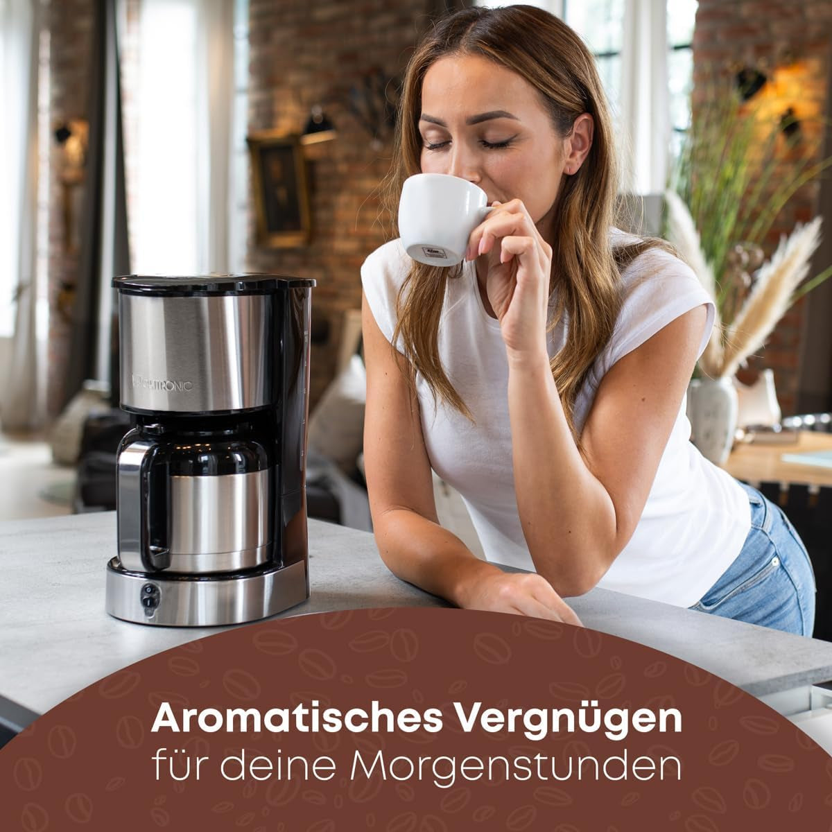 Cafetière Clatronic® avec carafe thermos pour 8 à 10 tasses de café (env. 1,2 l) | Cafetière filtre en inox | Carafe Thermos à Double Paroi | Aucune perte de température | Cafetière 800 W | KA 3805