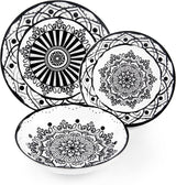 Excelsa Boheme Noir Service d'assiettes, 18 pièces, Porcelaine, Schwarz