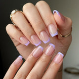 Longs conseils français colle à paillettes d'or sur les ongles longs carrés paillettes pointe française faux ongles ensemble ongles artificiels carrés pour les femmes 24 pièces