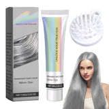 Teinture pour cheveux gris argent crème de teinture pour cheveux gris argent naturel, crème de teinture pour cheveux gris gris argenté, crème de teinture pour cheveux naturelle gris argenté Teinture pour cheveux gris pour tous les types de cheveux avec 1 masseur de cuir chevelu (100 ml) Naty Shop Hair Dye Default Title