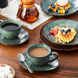 Service à café en grès Vancasso STARRY, service à café 12 pièces pour 4 personnes, comprenant des tasses à café et des soucoupes, look vintage
