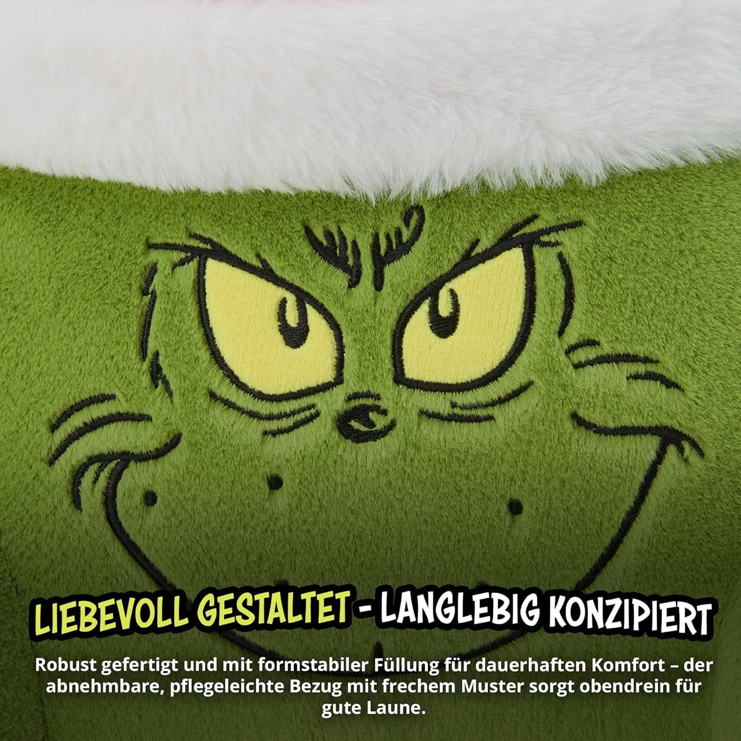 Grinch Pillow - Oreiller de dos pour lit et canapé, support dorsal avec accoudoirs, oreiller de lecture pour le dos, le cou et la tête, vert, 40 x 38 cm