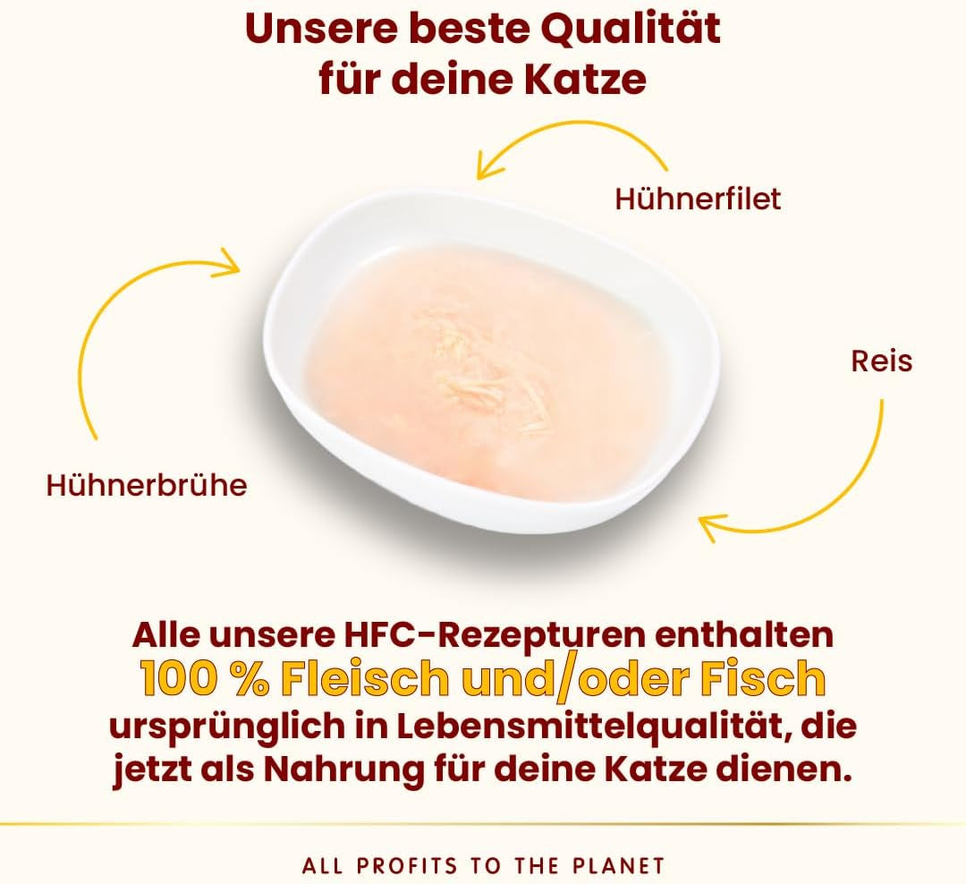almo nature HFC Hydration Help Nourriture humide pour chat - Soupe de poulet et filets de poulet - Convient à l'usage humain, Sans gluten, Monoprotéine, 50 g, 24 pièces, 1,2 kg