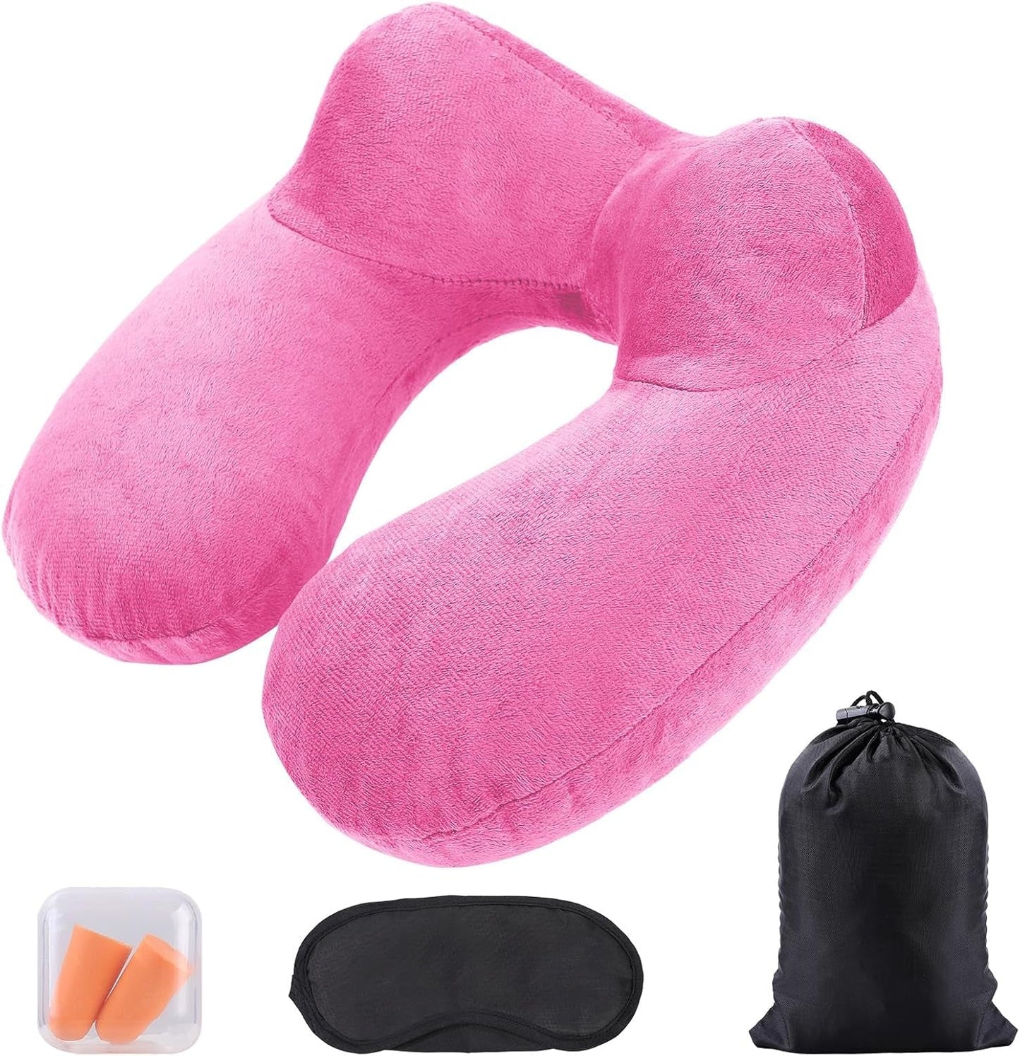 Oreiller cervical gonflable de voyage, oreiller cervical gonflable compact et rapide avec housse de coussin lavable pour les voyages en voiture, avion, train, bureau, famille