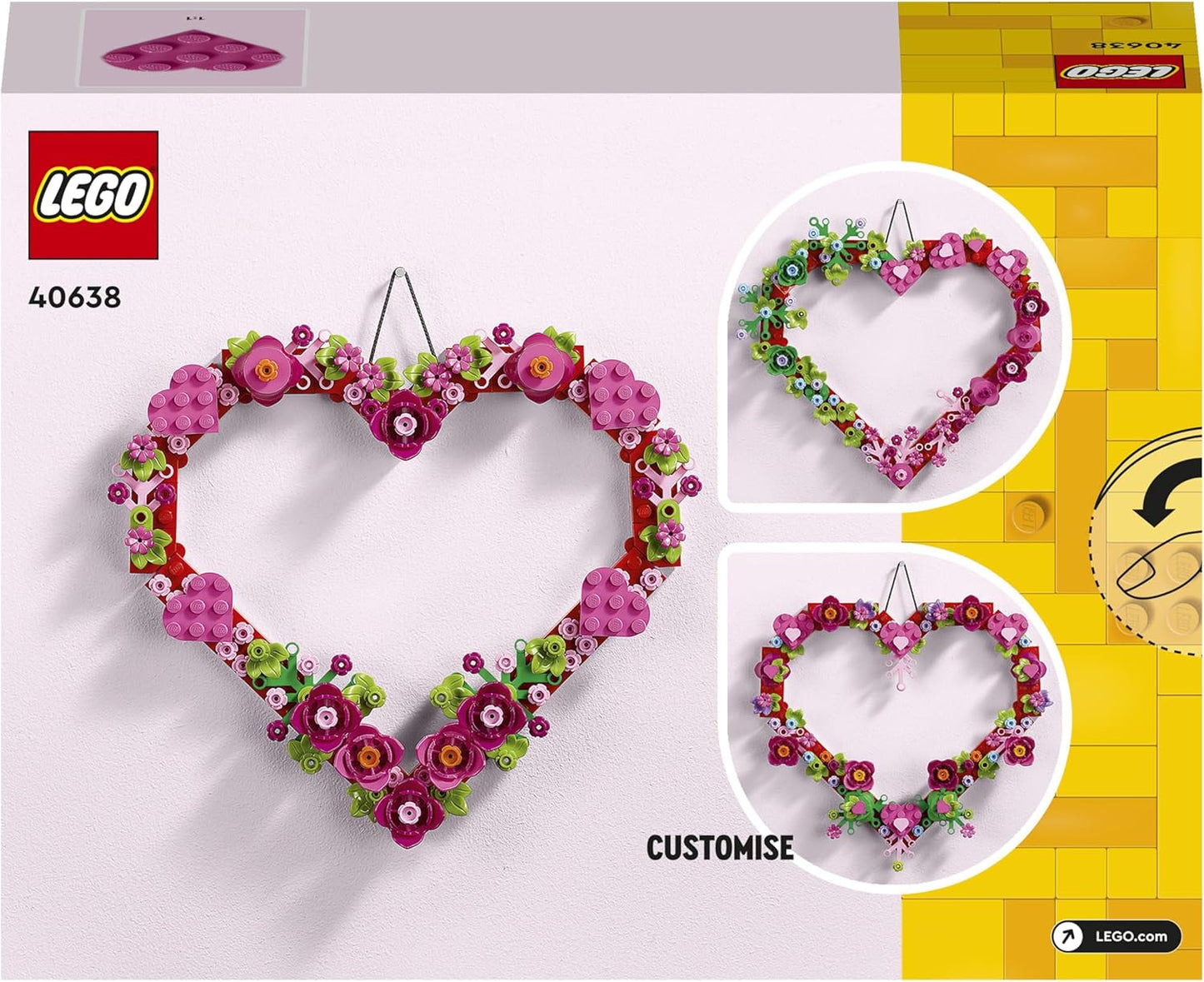 Set de décoration coeur LEGO, jouet de construction pour enfants, filles et garçons à partir de 9 ans, décorations de chambre d'enfant ou accessoires muraux, idée cadeau pour la Saint-Valentin, la fête des mères ou un anniversaire 40638 Jeux de construction Beuche den LEGO-Store
