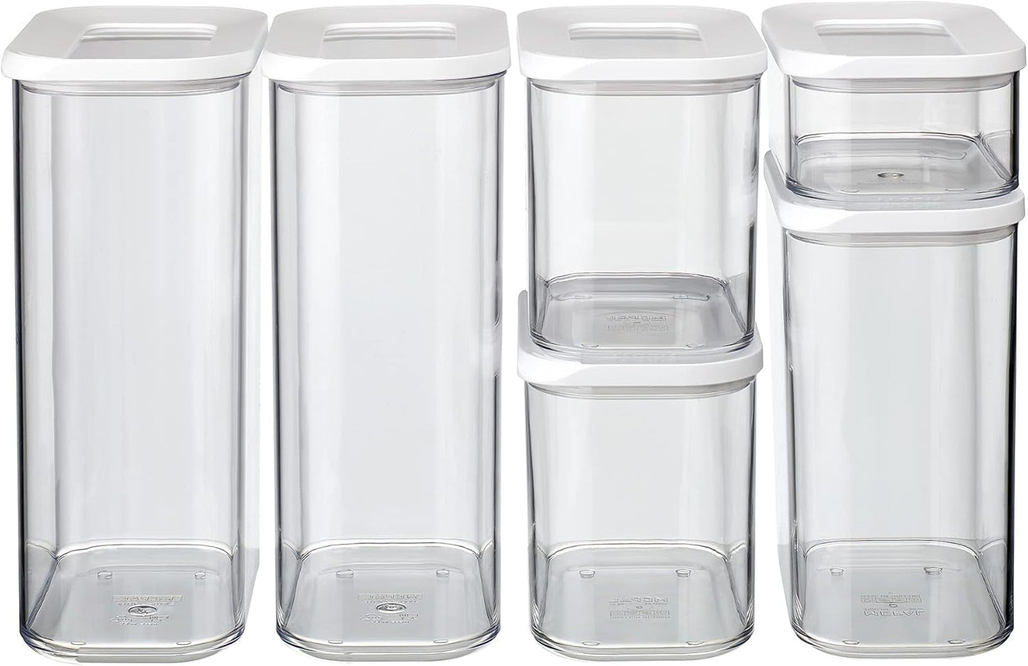 Mepal Lot de 6 Bocaux de Conservation avec Couvercles - Récipients Alimentaires Rectangulaires - Organisateur de Cuisine en Plastique - Récipients de Conservation Hermétique - 2x 2000ml, 2x 1000ml, 1x 1500ml & 1x 425ml - Boites de Conservation Alimentaires Blanches Naty Shop