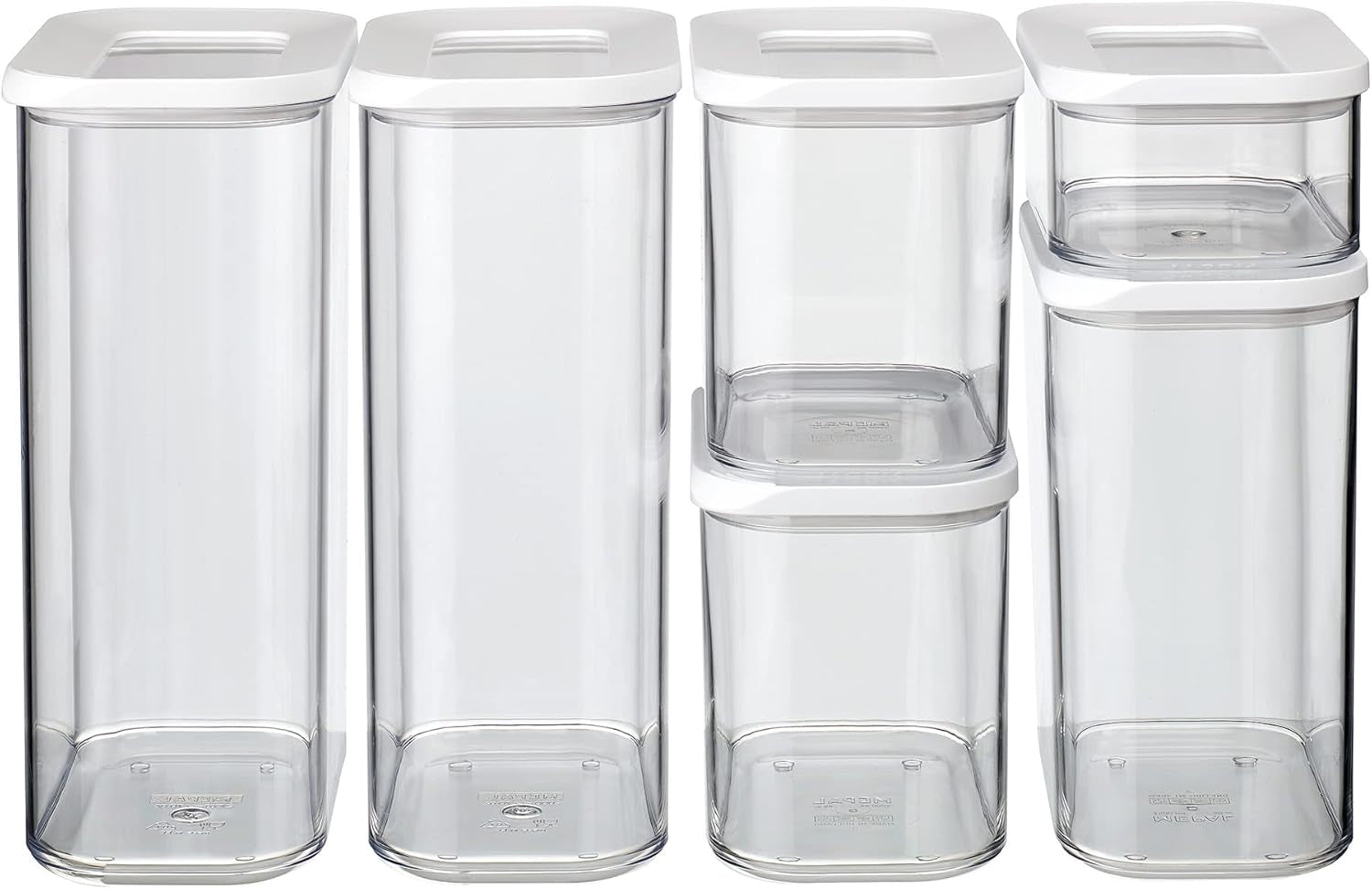 Mepal Lot de 6 Bocaux de Conservation avec Couvercles - Récipients Alimentaires Rectangulaires - Organisateur de Cuisine en Plastique - Récipients de Conservation Hermétique - 2x 2000ml, 2x 1000ml, 1x 1500ml & 1x 425ml - Boites de Conservation Alimentaires Blanches Naty Shop