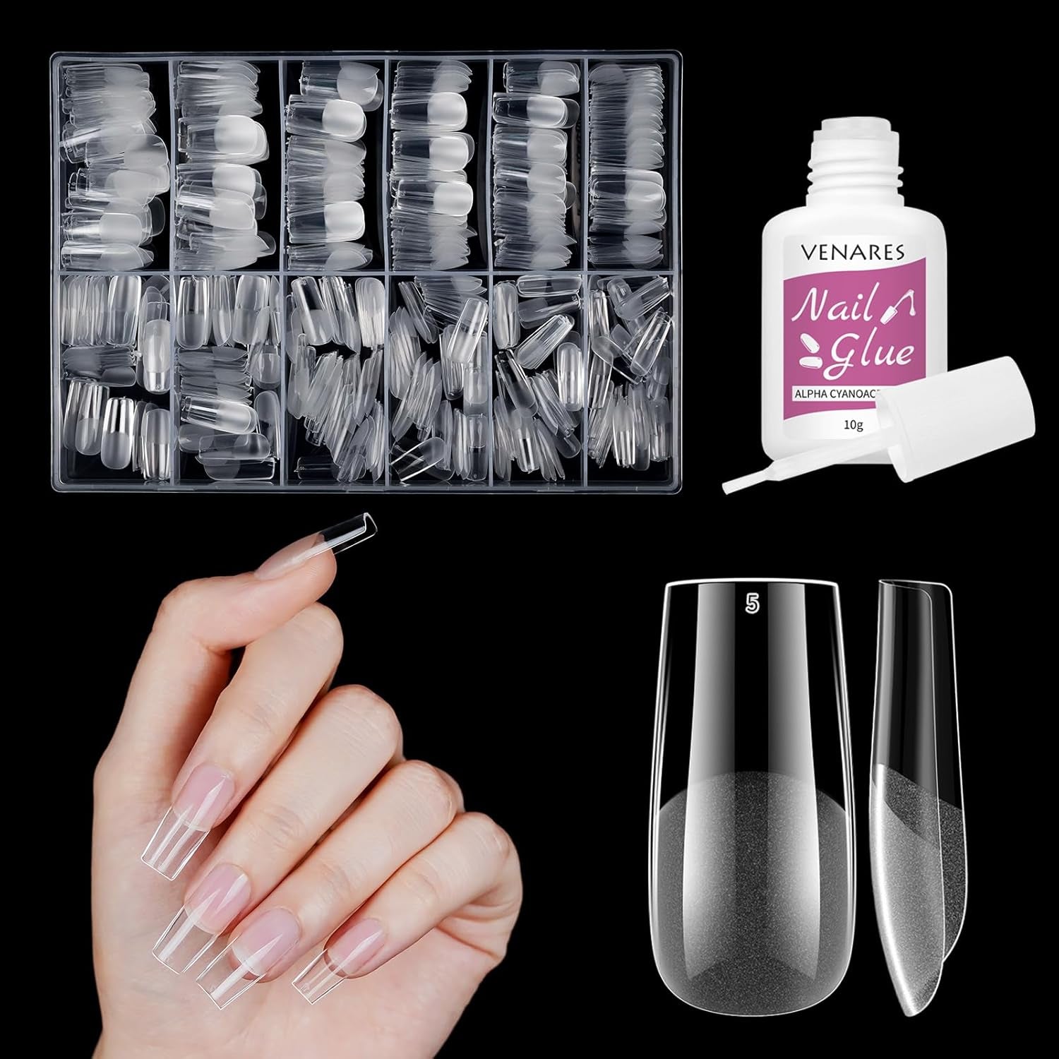Faux ongles courts ballerine, 500 pièces, colle sur 12 tailles, ongles artificiels, Gel doux et court, couverture complète, pointes pour ongles en Gel courts S