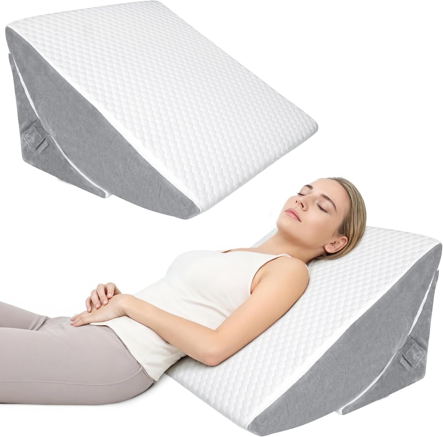 Oreiller compensé réglable, oreiller de lecture en mousse haute densité avec rouleau de cou pour lit et canapé, cale de lit ergonomique pour l'apnée du reflux du sommeil, oreiller de jambe, oreiller de dos pour lire, jouer ou regarder la télévision